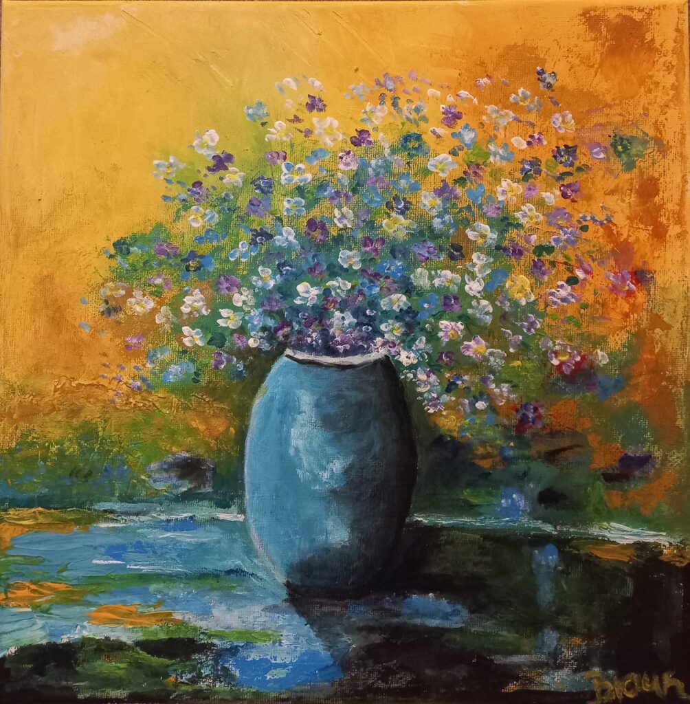 Field flowers in a blue vase - braungallery